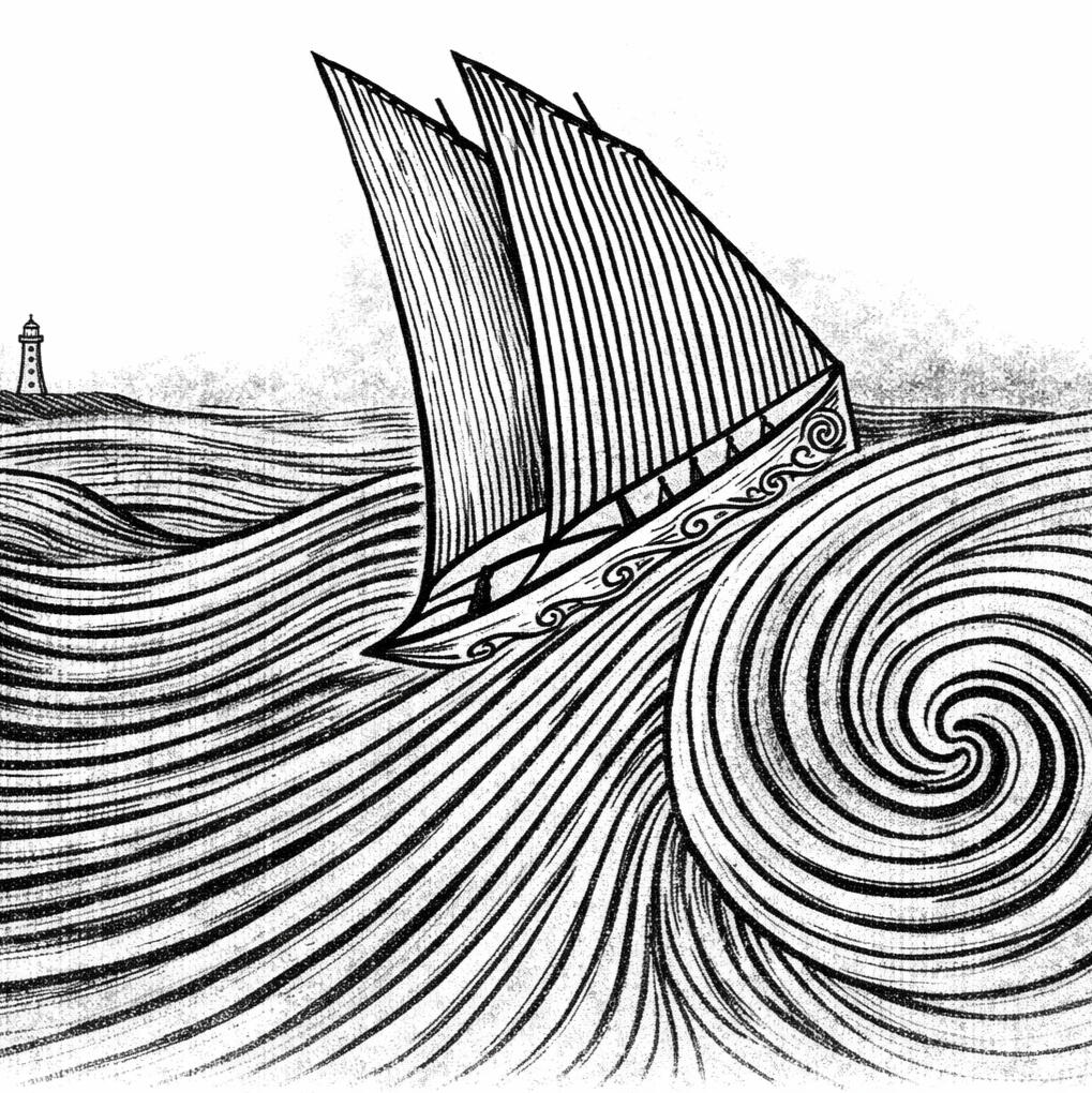 barco velas trimadas